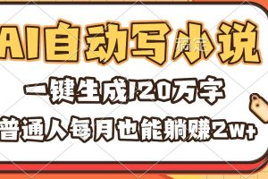 （16540期）AI自动写小说，一键生成120万字，普通人每月也能躺赚2w+