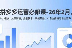 (17355期)拼多多运营必修课-26年2月,十大模块、从零到精、全景教学,系统筑基,小白也能稳定日出百单