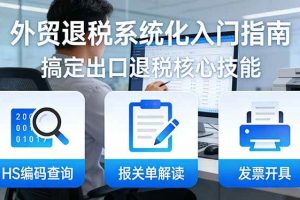 (17601期)外贸退税系统化入门指南:HS编码查询+报关单解读+发票开具,一套课程搞定出口退税核心技能