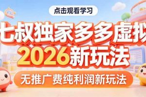 (17701期)拼多多虚拟2026新玩法无推广费纯利润