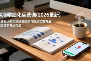 (17773期)抖店精细化运营课(26年3月更新),从基础认知到高阶策略的可落地实操方法,实现稳定日出百单